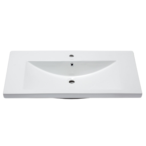 EAGO 40" White Ceramic Drop-In Sink β Rectangular Single Bowl Bathroom Basin BH002
