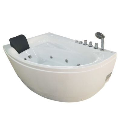 EAGO 59" Corner Whirlpool Bathtub – Single Person | White Acrylic Spa Tub AM161-R