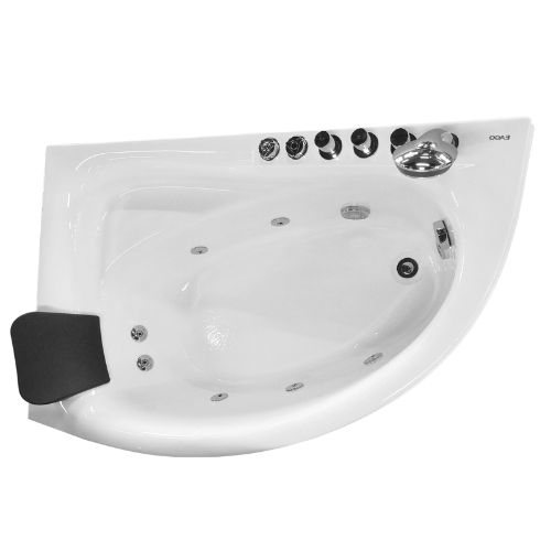 EAGO 59" Corner Whirlpool Bathtub – Single Person | White Acrylic Spa Tub AM161-R