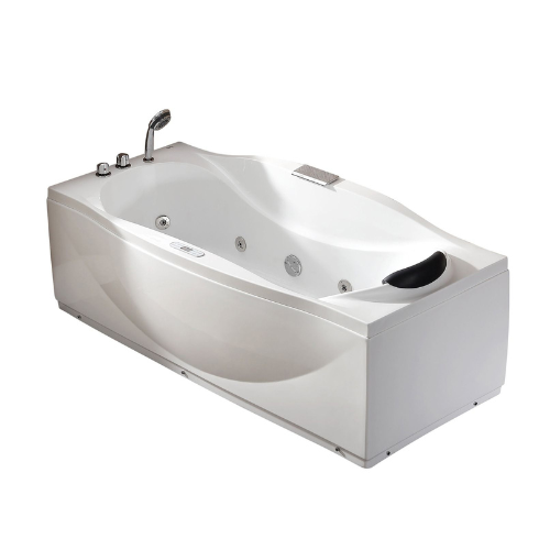 EAGO 6ft Whirlpool Bathtub with Fixtures – Left Facing Drain | White Acrylic Spa Tub AM189ETL-L