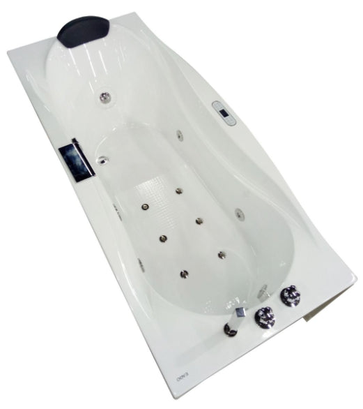 EAGO 6ft Whirlpool Bathtub with Fixtures – Left Facing Drain | White Acrylic Spa Tub AM189ETL-L