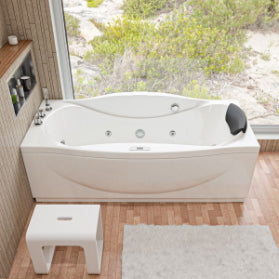 EAGO 6ft Whirlpool Bathtub with Fixtures – Left Facing Drain | White Acrylic Spa Tub AM189ETL-L