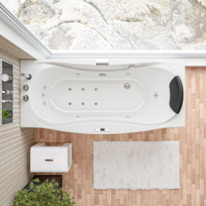 EAGO 6ft Whirlpool Bathtub with Fixtures – Left Facing Drain | White Acrylic Spa Tub AM189ETL-L