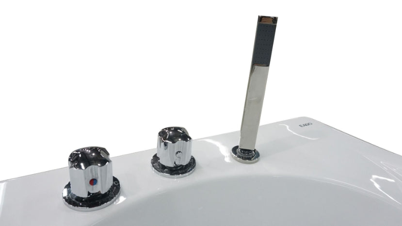 EAGO 6ft Whirlpool Bathtub with Fixtures – Left Facing Drain | White Acrylic Spa Tub AM189ETL-L