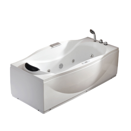 EAGO 6ft Whirlpool Bathtub – Right Drain | White Acrylic Spa Tub with Fixtures AM189ETL-R