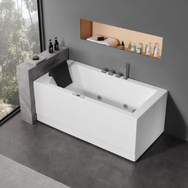 EAGO 5ft Rectangular Whirlpool Bathtub – Right Drain | White Acrylic Spa Tub AM154ETL-R5