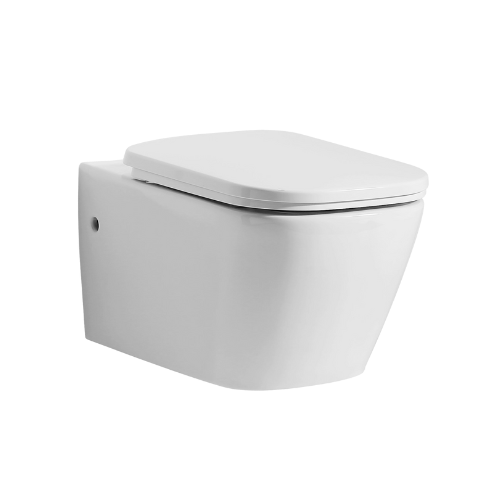 EAGO Modern Wall-Mounted Dual Flush Toilet – White Ceramic Square Bowl WD390