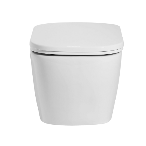 EAGO Modern Wall-Mounted Dual Flush Toilet – White Ceramic Square Bowl WD390
